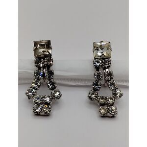 1930s Art Deco Vintage Geometric Torpedo Screw Back Cut Crystal Glass Earrings